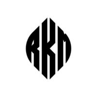 RKM circle letter logo design with circle and ellipse shape. RKM ellipse letters with typographic style. The three initials form a circle logo. RKM Circle Emblem Abstract Monogram Letter Mark Vector. vector