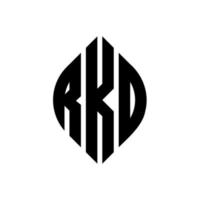 RKD circle letter logo design with circle and ellipse shape. RKD ellipse letters with typographic style. The three initials form a circle logo. RKD Circle Emblem Abstract Monogram Letter Mark Vector. vector