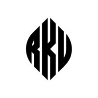 RKU circle letter logo design with circle and ellipse shape. RKU ellipse letters with typographic style. The three initials form a circle logo. RKU Circle Emblem Abstract Monogram Letter Mark Vector. vector