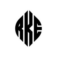 RKE circle letter logo design with circle and ellipse shape. RKE ellipse letters with typographic style. The three initials form a circle logo. RKE Circle Emblem Abstract Monogram Letter Mark Vector. vector