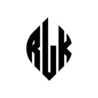 diseño de logotipo de letra de círculo rlk con forma de círculo y elipse. rlk letras elipses con estilo tipográfico. las tres iniciales forman un logo circular. rlk círculo emblema resumen monograma letra marca vector. vector