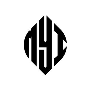 MYI circle letter logo design with circle and ellipse shape. MYI ellipse letters with typographic style. The three initials form a circle logo. MYI Circle Emblem Abstract Monogram Letter Mark Vector. vector