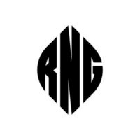 diseño de logotipo de letra de círculo rng con forma de círculo y elipse. rng letras elipses con estilo tipográfico. las tres iniciales forman un logo circular. rng círculo emblema resumen monograma letra marca vector. vector