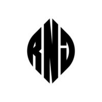 RNJ circle letter logo design with circle and ellipse shape. RNJ ellipse letters with typographic style. The three initials form a circle logo. RNJ Circle Emblem Abstract Monogram Letter Mark Vector. vector