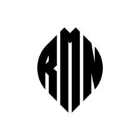 diseño de logotipo de letra de círculo rmn con forma de círculo y elipse. rmn letras elipses con estilo tipográfico. las tres iniciales forman un logo circular. rmn círculo emblema resumen monograma letra marca vector. vector