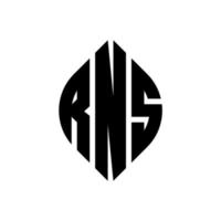 RNS circle letter logo design with circle and ellipse shape. RNS ellipse letters with typographic style. The three initials form a circle logo. RNS Circle Emblem Abstract Monogram Letter Mark Vector. vector