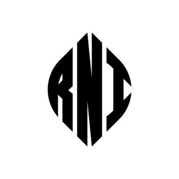 RNI circle letter logo design with circle and ellipse shape. RNI ellipse letters with typographic style. The three initials form a circle logo. RNI Circle Emblem Abstract Monogram Letter Mark Vector. vector