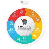 Business circle infographic elements with 5 options or steps. vector