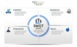 SWOT-analysis template or strategic planning technique. Infographic design with four elements template. vector