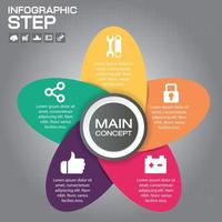 Elementos de diseño infográfico de 5 pasos para su ilustración de vector de negocio.