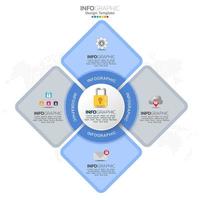 protéjase contra la infografía de ataques cibernéticos con 4 opciones o pasos. vector