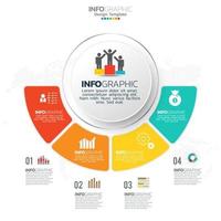 Business circle infographic elements with 4 options or steps. vector