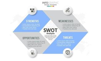 SWOT-analysis template or strategic planning technique. Infographic design with four elements template. vector