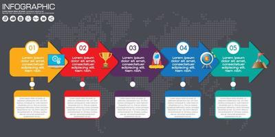 Business infographic timeline template colorful steps, processes, parts, options. Vector illustration.