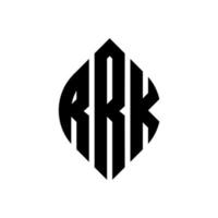 RRK circle letter logo design with circle and ellipse shape. RRK ellipse letters with typographic style. The three initials form a circle logo. RRK Circle Emblem Abstract Monogram Letter Mark Vector. vector