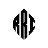 RRI circle letter logo design with circle and ellipse shape. RRI ellipse letters with typographic style. The three initials form a circle logo. RRI Circle Emblem Abstract Monogram Letter Mark Vector. vector