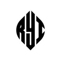 RYI circle letter logo design with circle and ellipse shape. RYI ellipse letters with typographic style. The three initials form a circle logo. RYI Circle Emblem Abstract Monogram Letter Mark Vector. vector