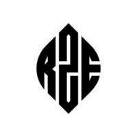 diseño de logotipo de letra de círculo rze con forma de círculo y elipse. rze letras elipses con estilo tipográfico. las tres iniciales forman un logo circular. rze círculo emblema resumen monograma letra marca vector. vector