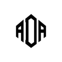 ADA letter logo design with polygon shape. ADA polygon and cube shape logo design. ADA hexagon vector logo template white and black colors. ADA monogram, business and real estate logo.