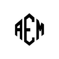 AEM letter logo design with polygon shape. AEM polygon and cube shape logo design. AEM hexagon vector logo template white and black colors. AEM monogram, business and real estate logo.