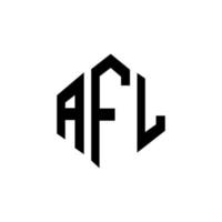 AFL letter logo design with polygon shape. AFL polygon and cube shape logo design. AFL hexagon vector logo template white and black colors. AFL monogram, business and real estate logo.