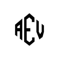 diseño de logotipo de letra aev con forma de polígono. aev polígono y diseño de logotipo en forma de cubo. aev hexágono vector logo plantilla colores blanco y negro. monograma aev, logotipo comercial y inmobiliario.