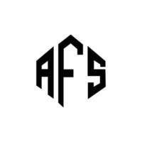 AFS letter logo design with polygon shape. AFS polygon and cube shape logo design. AFS hexagon vector logo template white and black colors. AFS monogram, business and real estate logo.