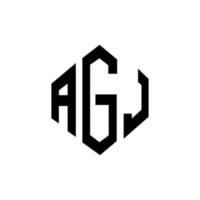 AGJ letter logo design with polygon shape. AGJ polygon and cube shape logo design. AGJ hexagon vector logo template white and black colors. AGJ monogram, business and real estate logo.