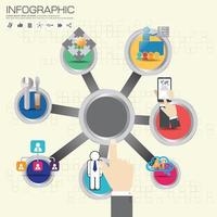 Business infographic timeline template colorful steps, processes, parts, options. Vector illustration.