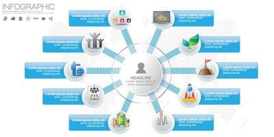 elementos infográficos de línea de tiempo para contenido, diagrama, diagrama de flujo, pasos, partes, línea de tiempo, flujo de trabajo, gráfico. vector