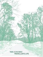 Travel to the forest scene background, trees, scene vector