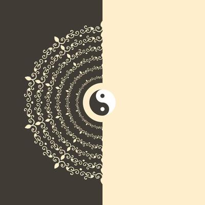 Yin Yang Karma Background abstract mandala style Illustration for banners and poster