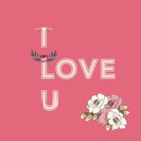 Floral Love illustration on special day for lovers, valentine day, girlfriend, boyfriend, greeting