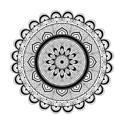 Black and white round ethnic mandala vector illustration on white background Premium Vector