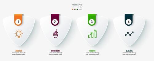 concepto de negocio de plantilla infográfica con paso. vector