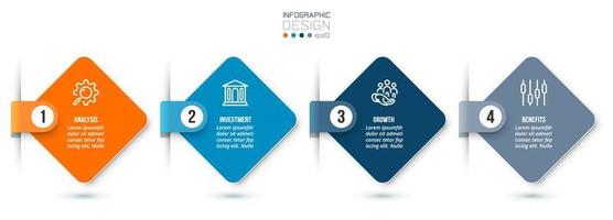 concepto de negocio de plantilla infográfica con paso. vector