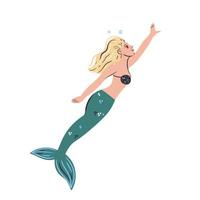 Cute mermaid isolated on white background. Vector graphics.