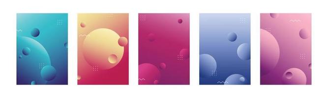 Set of abstract bubbles background with pastel gradient color. Round gradient templates with soft texture and light colors. Applicable for design cover, social media, wallpaper, poster and more vector