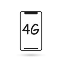 icono de diseño plano de teléfono móvil con símbolo de tecnología de comunicación 4g vector