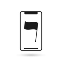 Mobile phone flat design icon with flag symbol vector