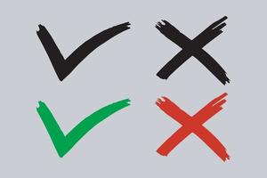 Tick and cross  signs. Checkmark OK and X icons. vector