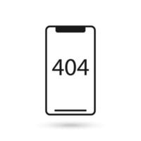 Mobile phone flat design icon with not found 404 sign. vector