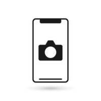 Mobile phone flat design icon camera sign. vector