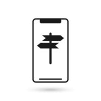 Mobile phone flat design icon with direction road symbol vector