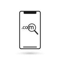 Mobile phone flat design icon with Dot com sign. vector