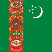 Turkmenistan flag, official colors. Vector illustration.