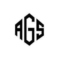 AGS letter logo design with polygon shape. AGS polygon and cube shape logo design. AGS hexagon vector logo template white and black colors. AGS monogram, business and real estate logo.
