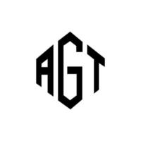 AGT letter logo design with polygon shape. AGT polygon and cube shape logo design. AGT hexagon vector logo template white and black colors. AGT monogram, business and real estate logo.