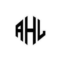 diseño de logotipo de letra ahl con forma de polígono. diseño de logotipo en forma de cubo y polígono ahl. plantilla de logotipo vectorial hexagonal ahl colores blanco y negro. monograma ahl, logotipo comercial y inmobiliario. vector