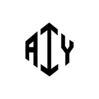 AIY letter logo design with polygon shape. AIY polygon and cube shape logo design. AIY hexagon vector logo template white and black colors. AIY monogram, business and real estate logo.